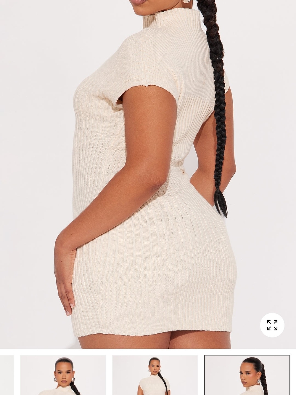 Fashion Nova Cream Ribbed Mini Dress - Picture 2 of 5